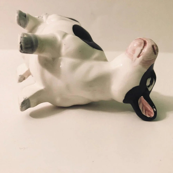 Vintage Ceramic Cow Sugar Bowl Container 4 Inch Long Figurine - Picture 10 of 14